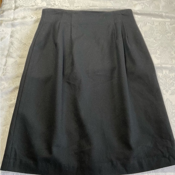 ILyse Hart LTD VNTG Black pleaded Lined 100% Wool Zipper Skirt Women Size 12 - Picture 4 of 8